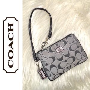COACH silver Poppy wristlet